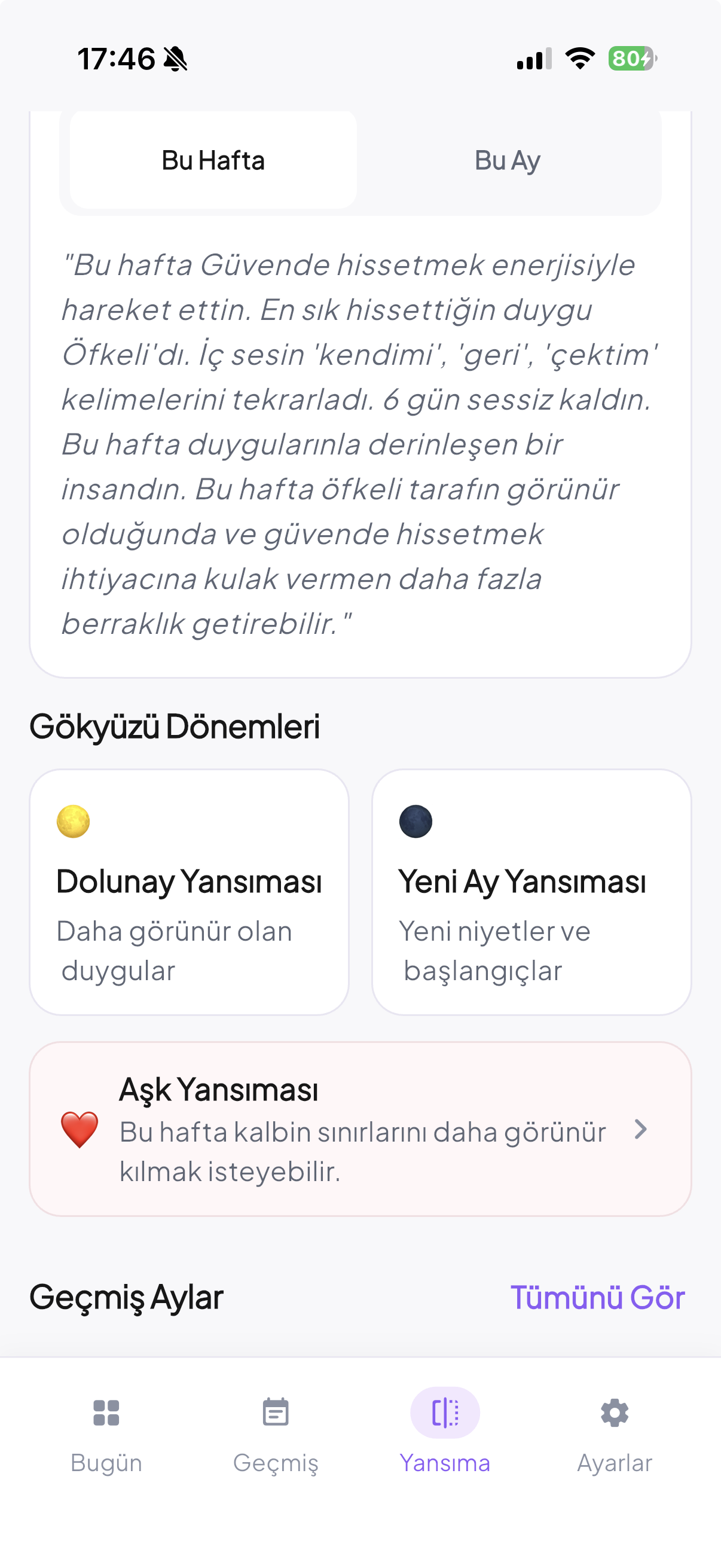 1Ben yansımalar ekranı