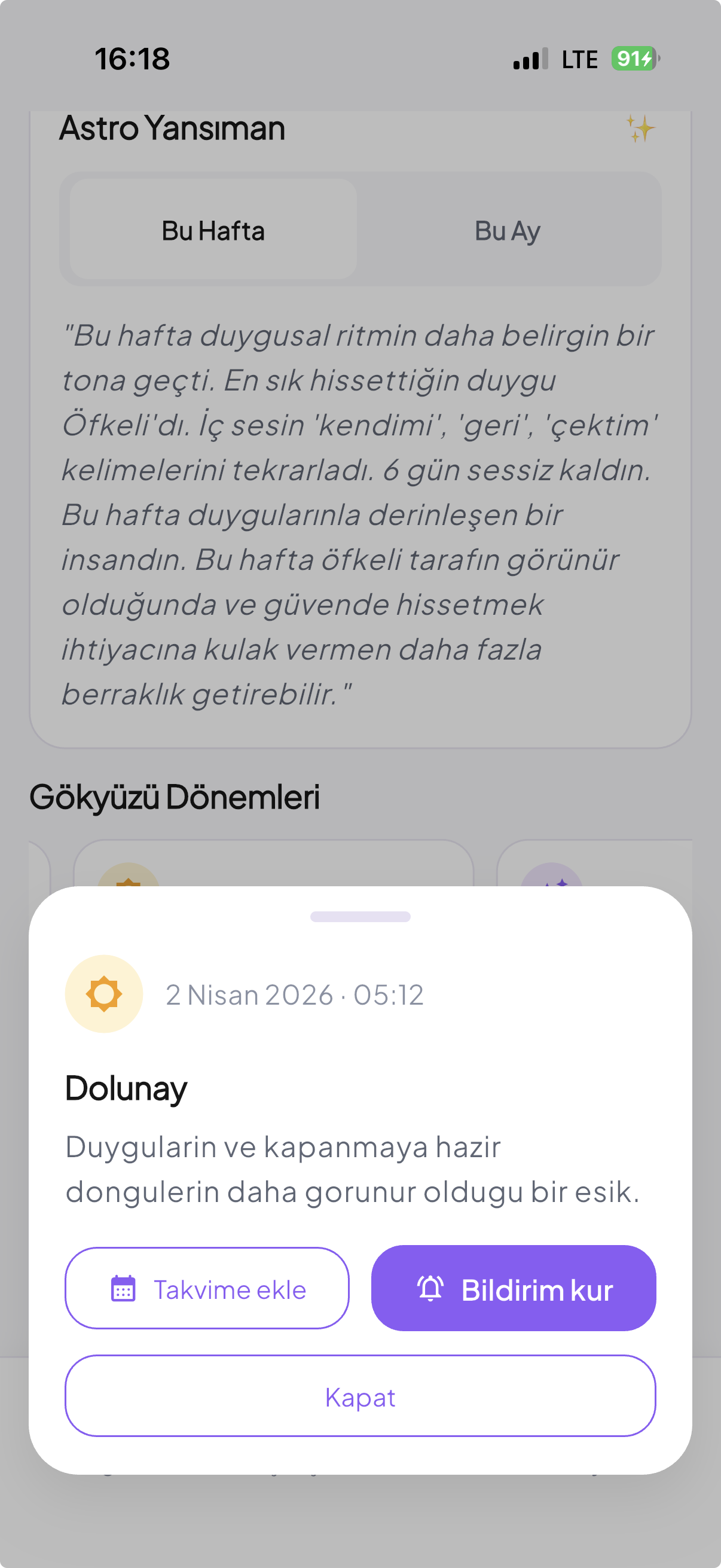1Ben gökyüzü dönemi popup ekranı